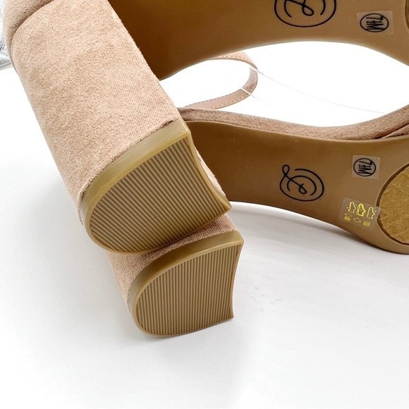 Chinese Laundry‎ Womens Dark Nude Faux Vegan Suede Block Heels Sandals Shoes 7.5 - Picture 11 of 15